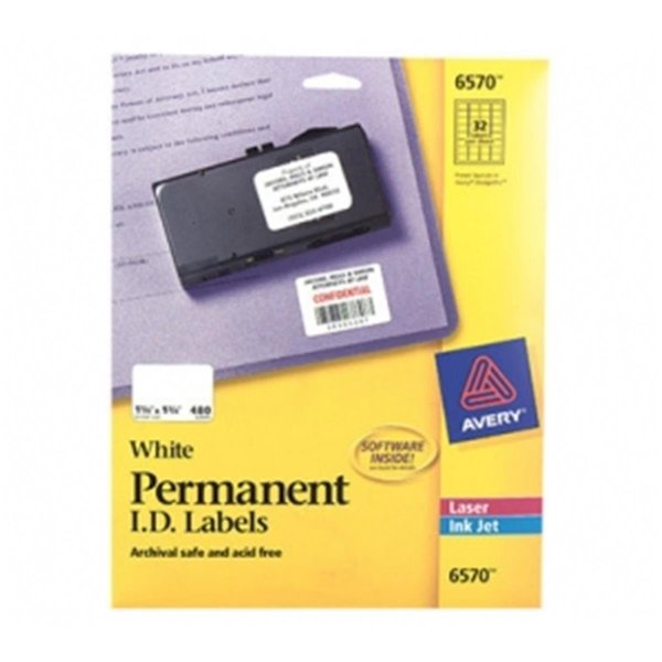 Avery Dennison Avery Dennison Permanent I.D. Labels 1.25 Inch x 1.75 Inch 480 Label Multipurpose Label 6570 6570